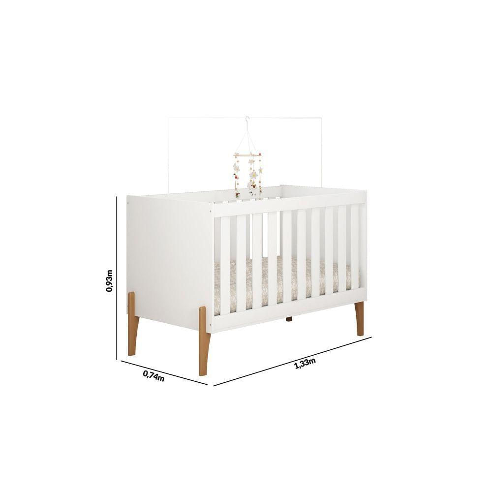 Quarto Infantil Iris Berço Mini Cama E Comoda 100% MDF Branco