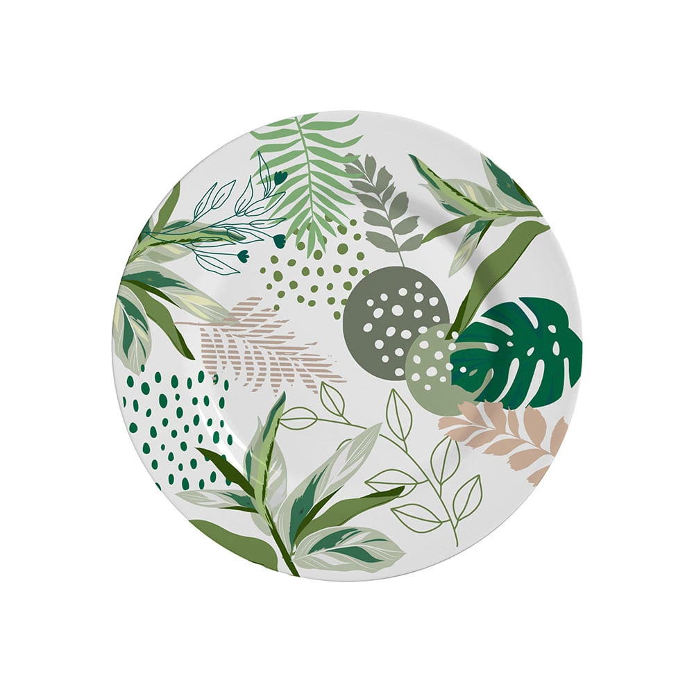 Prato de Sobremesa em Cerâmica Alleanza Herbal Strip 19,5cm
