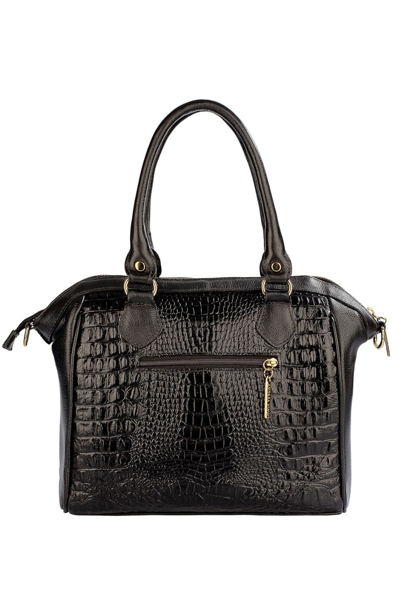 Bolsa estruturada de couro croco Leila Preto