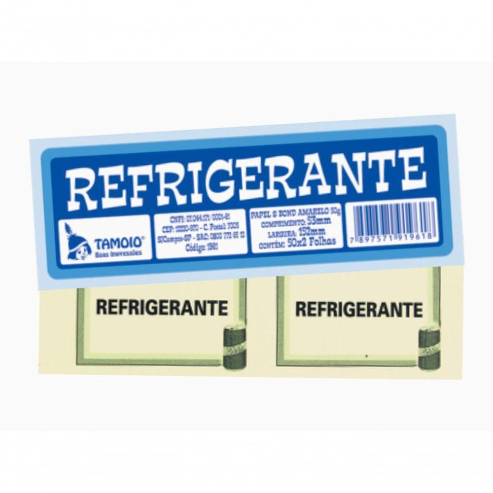 Bloco Ficha De Refrigerante 50 X 02 Folhas Pacote Com 10 Blo