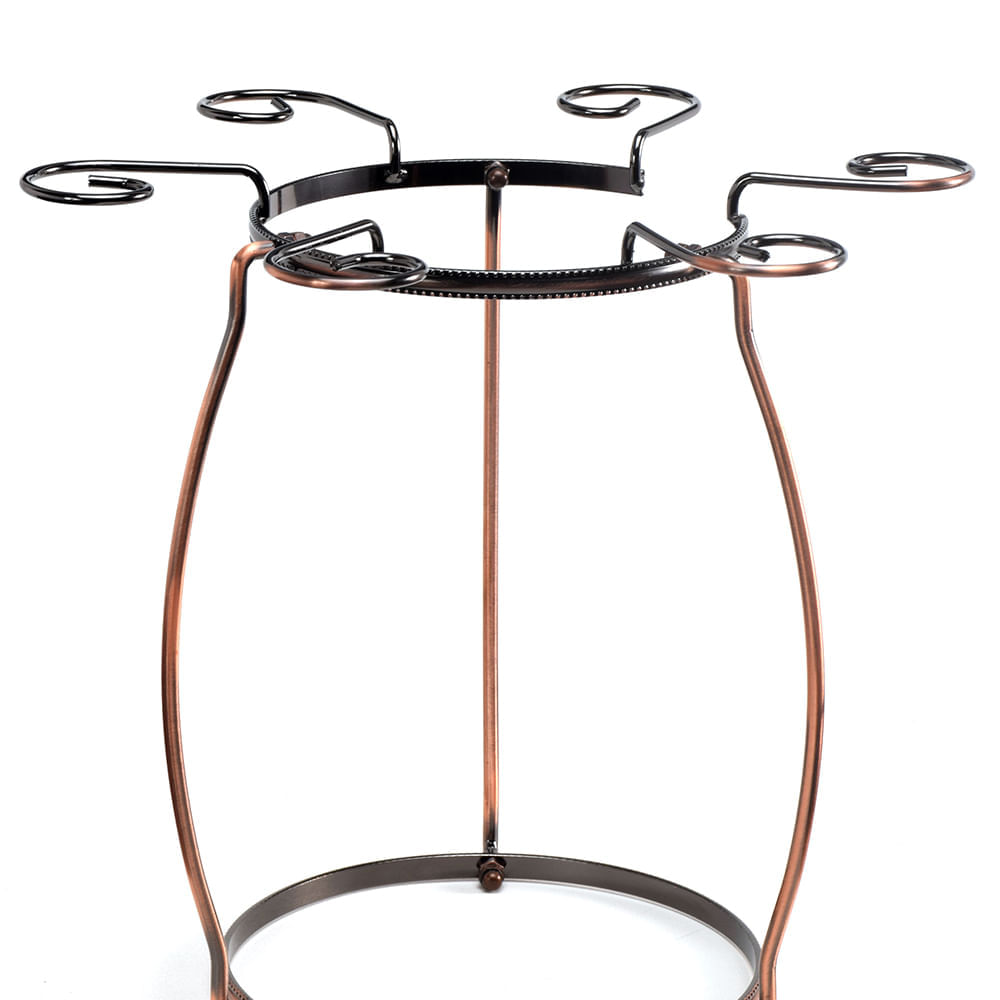 Suporte para Decanter e Taças de Vinho Secagem em Inox com Pintura Cobre