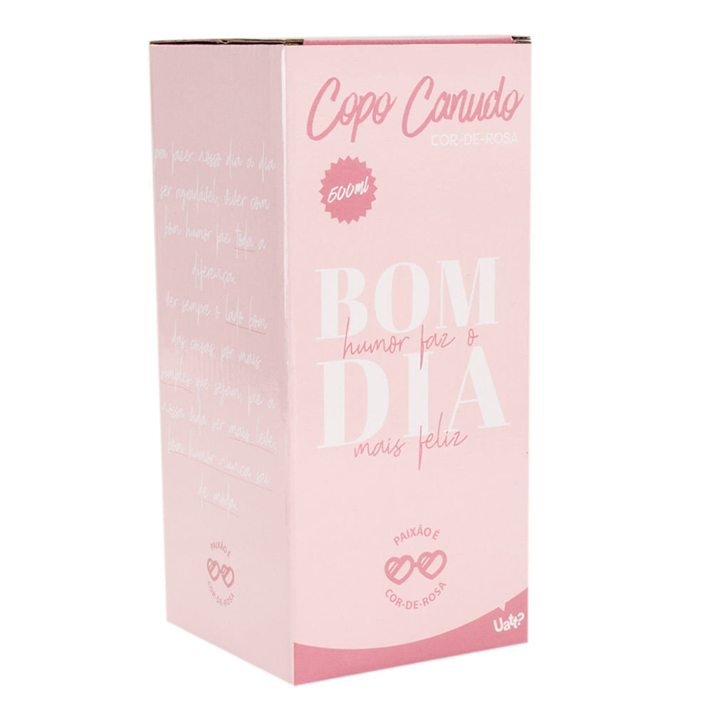 Copo Com Canudo Rosa - 500ml Copo com Canudo - Rosa 500ml