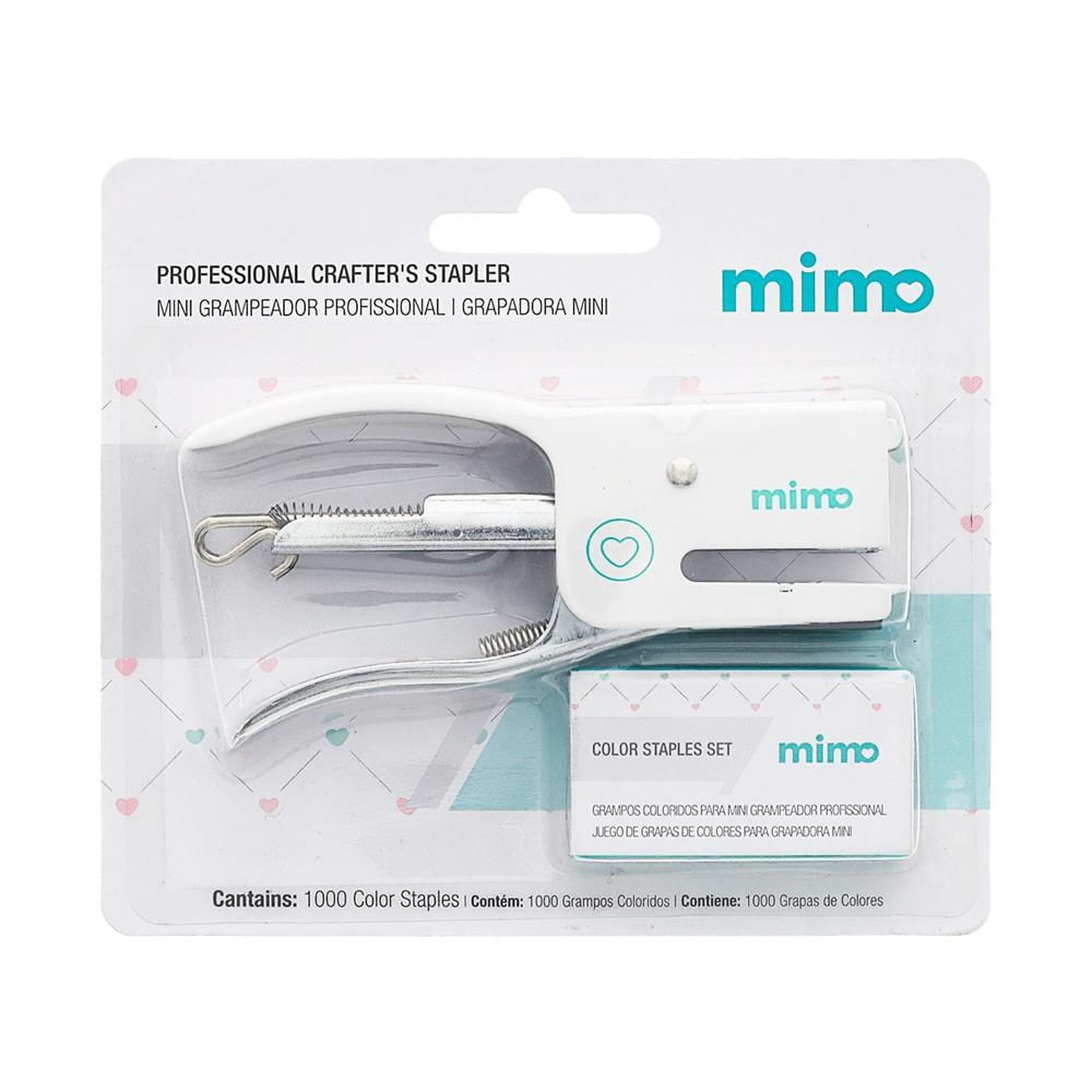 Kit Mini Grampeador Profissional com 1000 Grampos Coloridos - Mimo