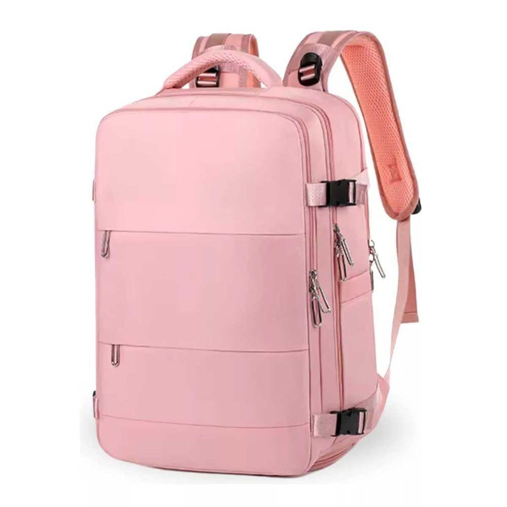 Mochila Mala Bolsa Expansiva Notebook USB Para Viagem Escola Academia Trabalho Esporte Rosa