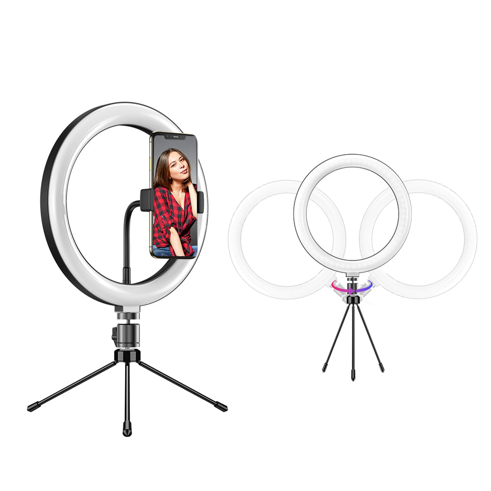 Iluminador Circular de Led Ring Light 26cm com Tripé - Apexel