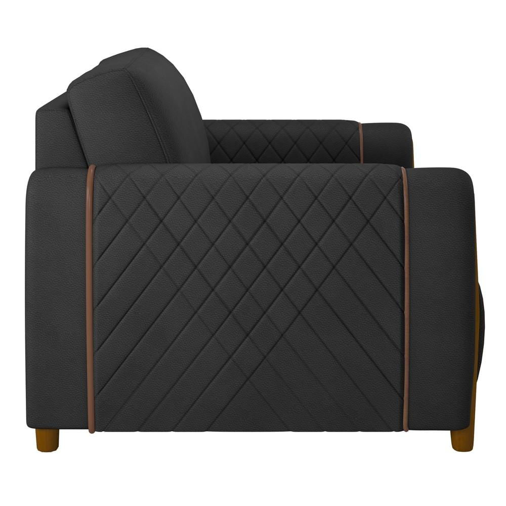 Kit 2 Poltronas Decorativas para Sala de Estar 98cm Amaranto M22 PU Preto - Mpozenato