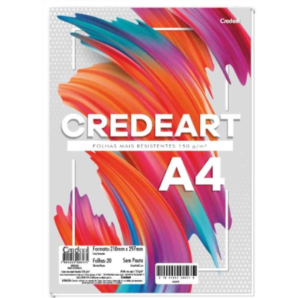 Bloco Para Desenho Credeart 20 Folhas Sem Pauta 150g 210x297mm Credeal