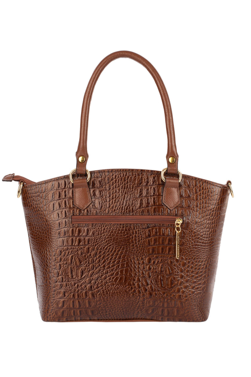 Bolsa de couro croco Heloisa Whisky