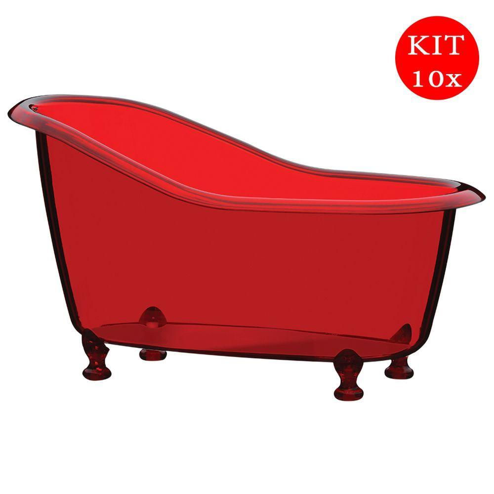 Conjunto 10 Mini Banheiras Decoração Organizador De Banheiro Cor:vermelho