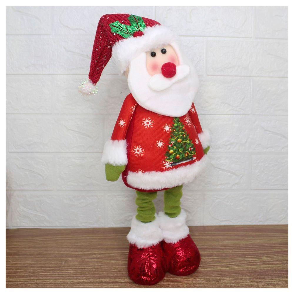 Decoração Boneco Natal Papai Noel Perna Ajustável 45cm