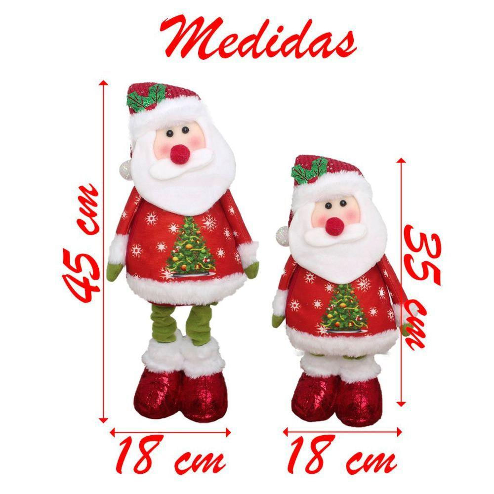 Decoração Boneco Natal Papai Noel Perna Ajustável 45cm