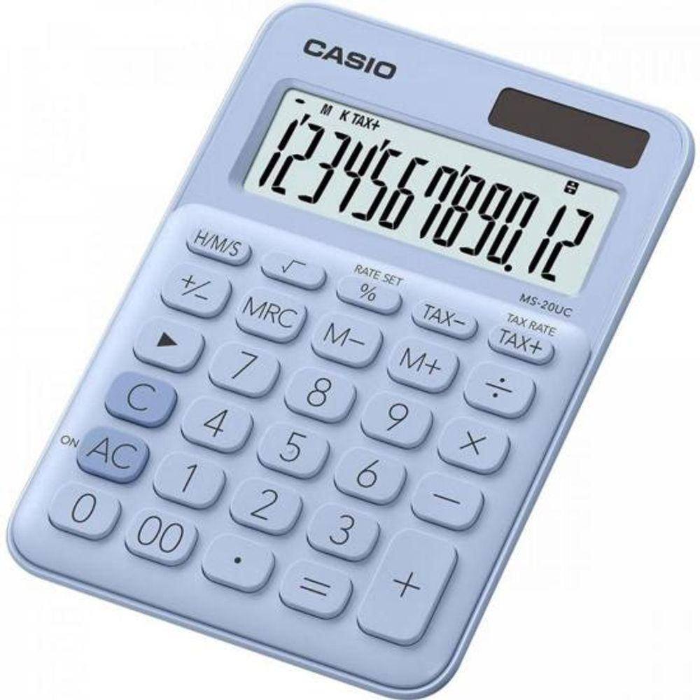 Calculadora De Mesa Casio Ms20uc 12 Dígitos Azul Claro