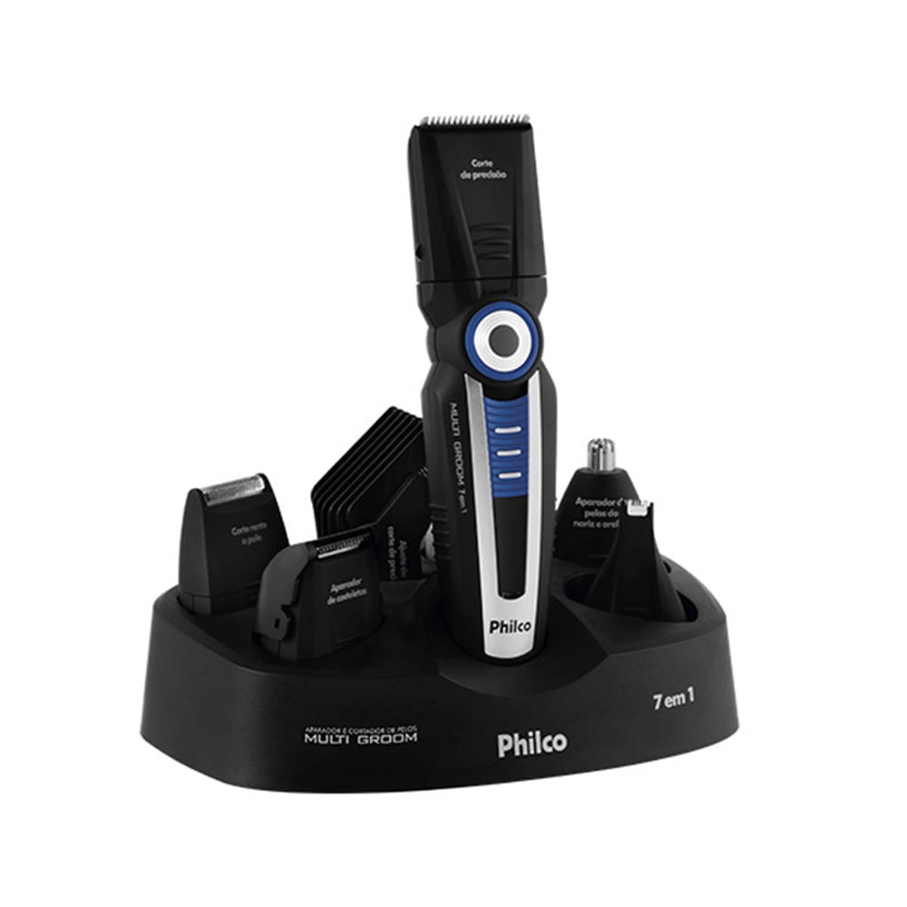 Aparador e Cortador de Pelos Philco Multi Groom 7 em 1 Preto - Bivolt