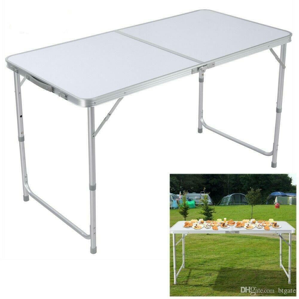 Mesa Maleta Dobravel Em Aluminio Com 4 Cadeiras Portatil Grande 120x60cm Altura Ajustavel Camping Praia Com Banquinhos B