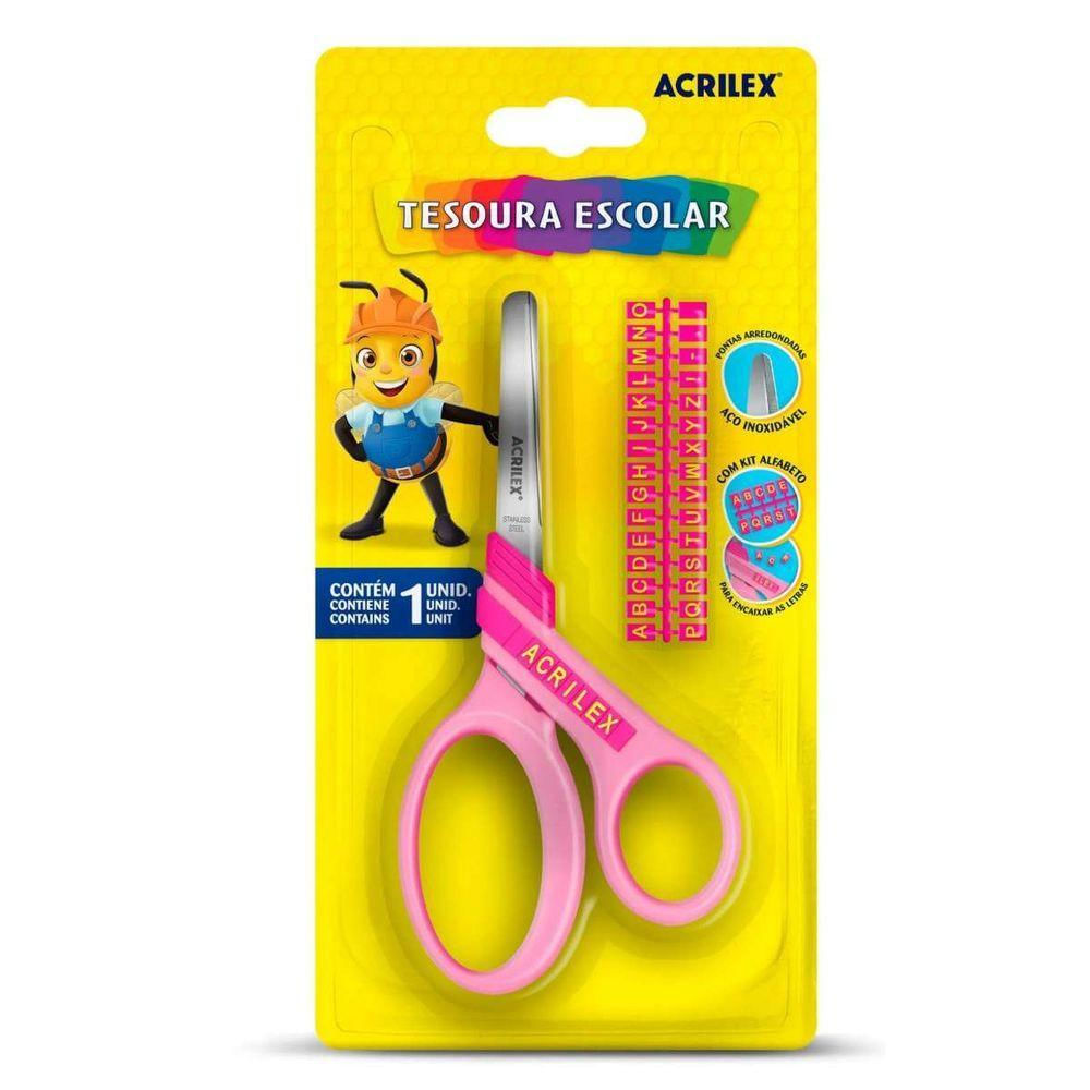 Tesoura Escolar Acrilex Modelo Alfabeto Ref.22543