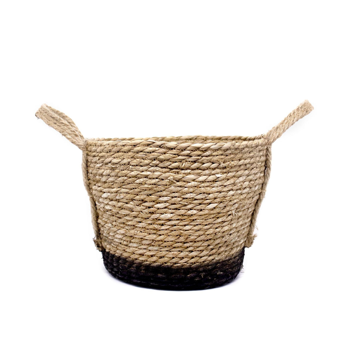 Cesto de Fibra Natural Seagrass Com Fundo Preto 24,5x31x33 cm - D'Rossi