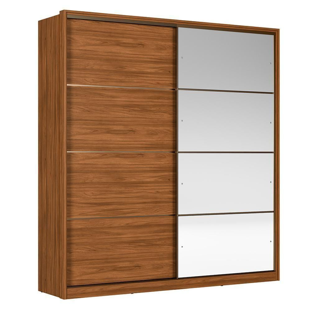 Encontraproduto.com.br - Guarda Roupa Casal Belga 2 Portas Deslizantes Flex Nogueira Com 4 Espelhos - Demartêz Nogueira