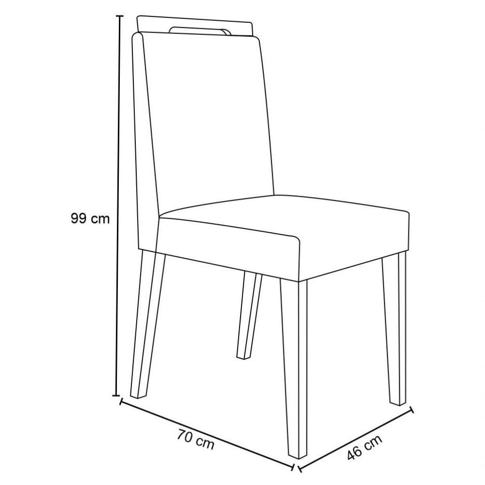 2 Cadeiras Estofadas Bella N04 Vanilla/ipê