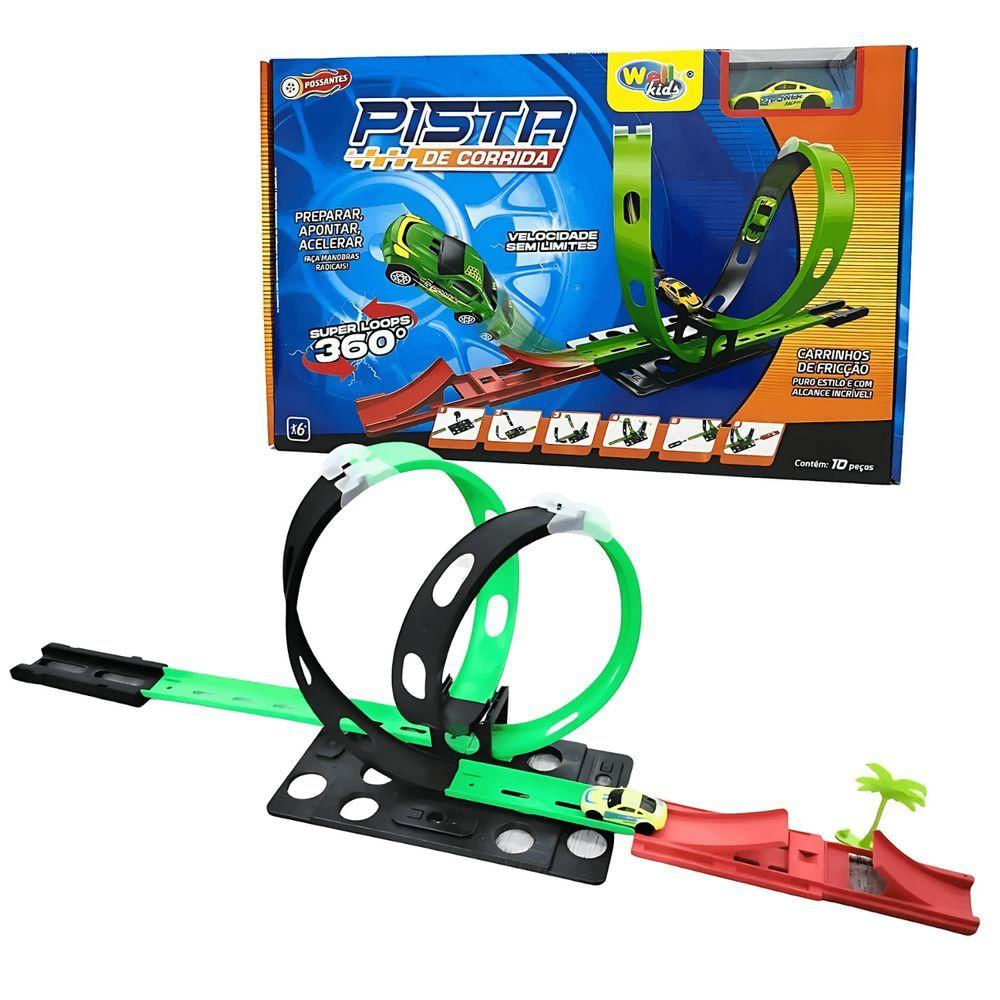 Pista Street 360 Duplo Looping - 10 Peças - Wellkids