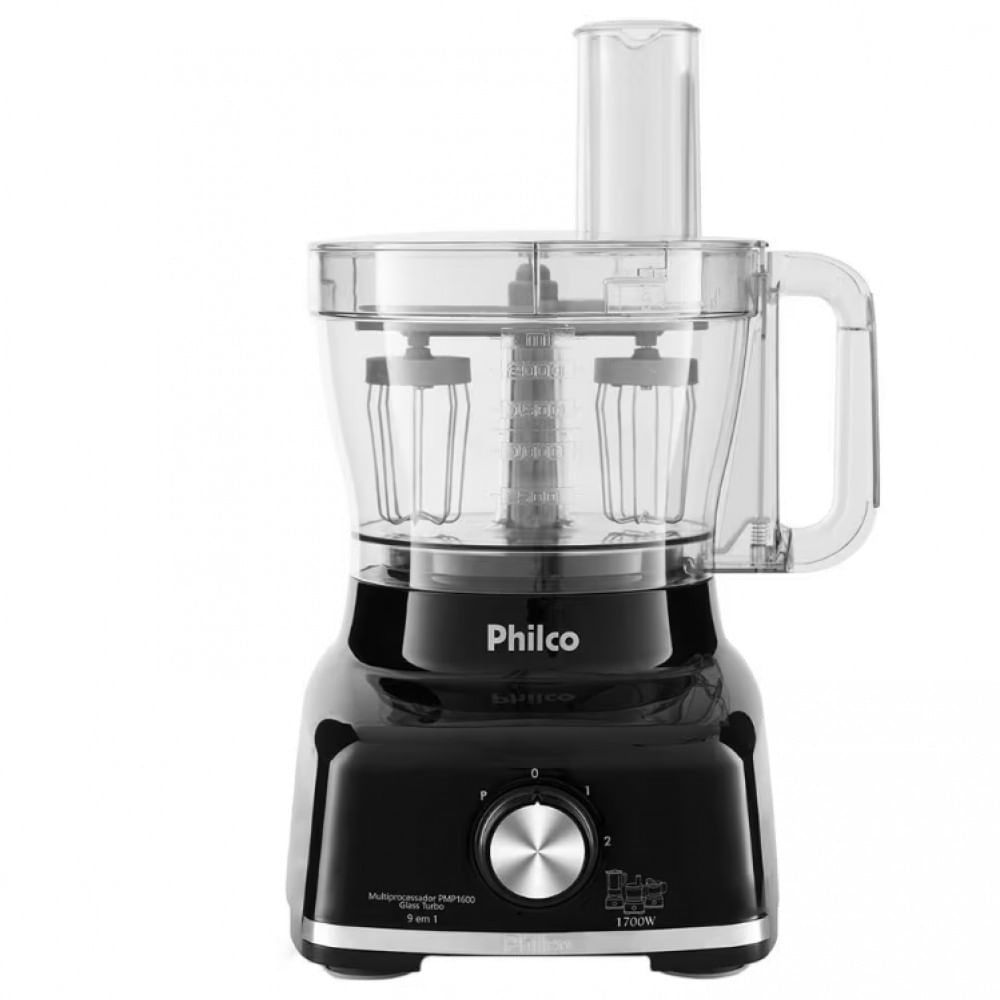 Multiprocessador de Alimentos Philco PMP1600P 9 em 1 com 2 Velocidades + Pulsar 1700W Preto / 110V