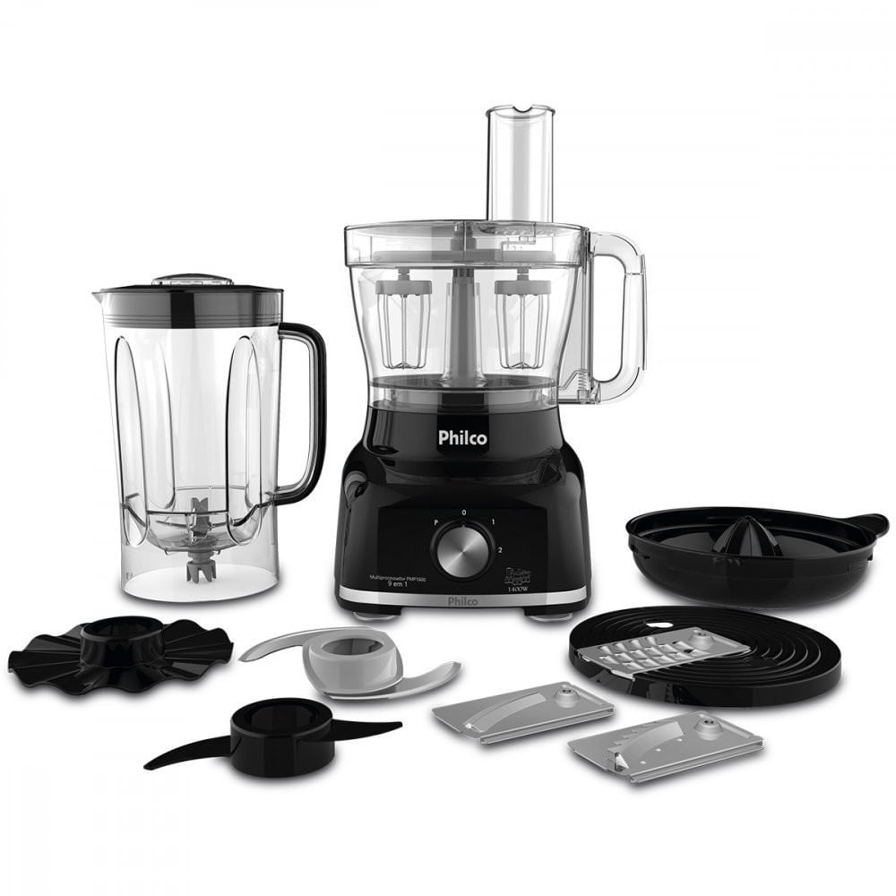 Multiprocessador de Alimentos Philco PMP1600P 9 em 1 com 2 Velocidades + Pulsar 1700W Preto / 110V