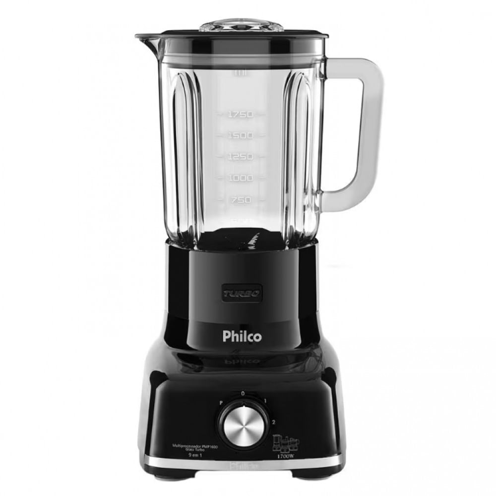 Multiprocessador de Alimentos Philco PMP1600P 9 em 1 com 2 Velocidades + Pulsar 1700W Preto / 110V