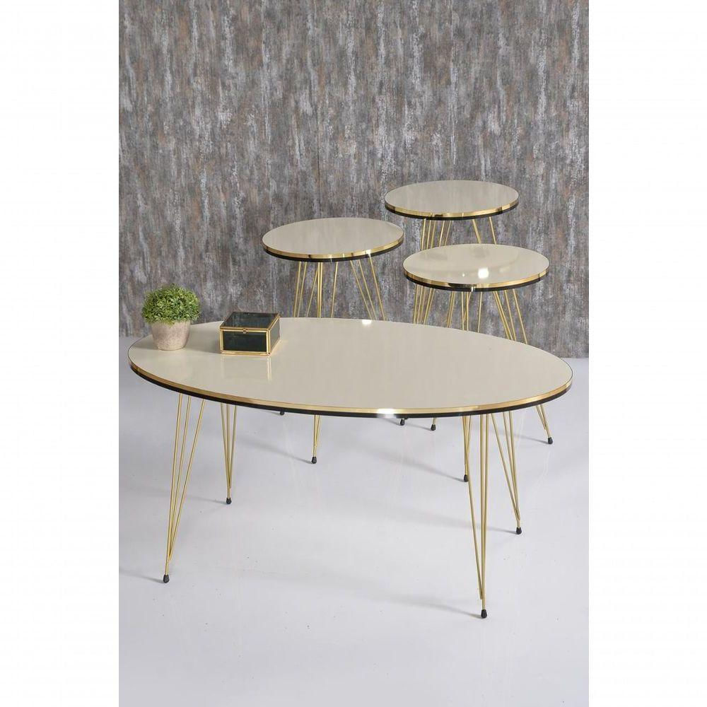 Conjunto De Mesa De Centro 4 Peças - Bege Claro