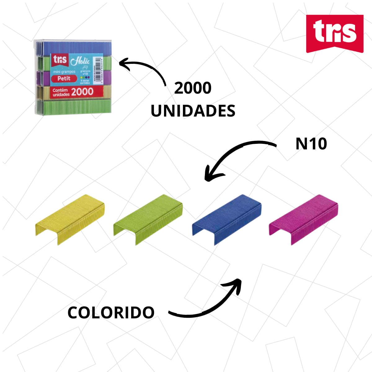 GRAMPOS COLORIDOS N10 - 2000 UNI - HOLIC FOFURICES - TRIS