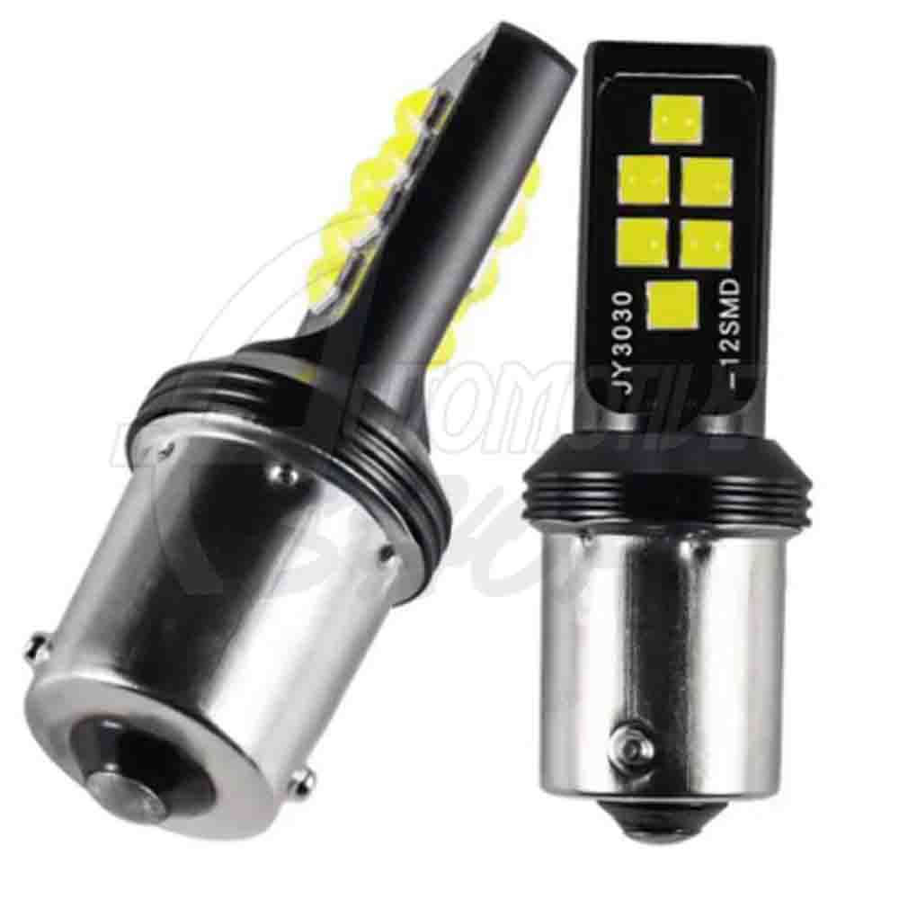 Lâmpada Dois Polos 1157 P21W/ 5W 12 Leds 3030 SMD Cambus Bco