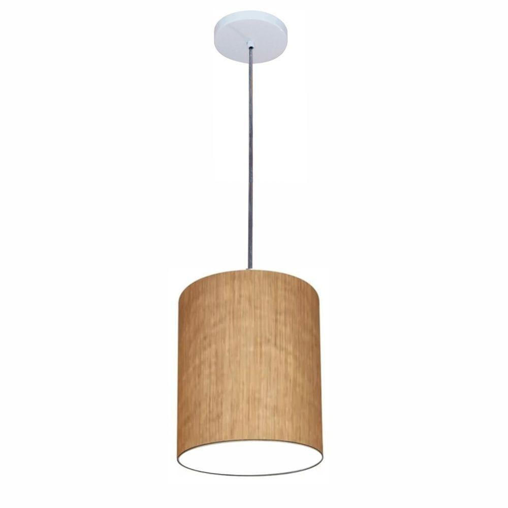 Luminária Pendente Vivare Free Lux Md-4104 Cúpula Em Tecido Palha Da Canopla Canopla Branca E Fio Cristal