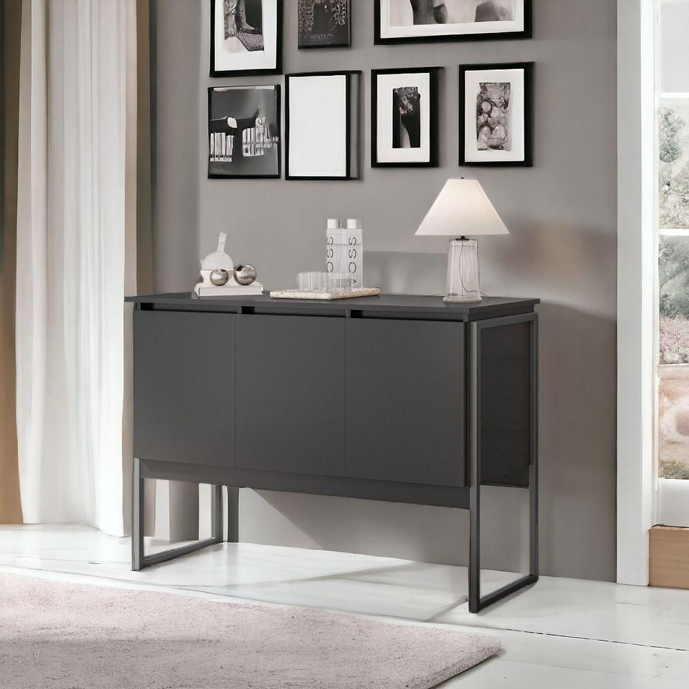 Buffet 3 Portas Moderno Amsterdam - Preto Onix Preto Onix