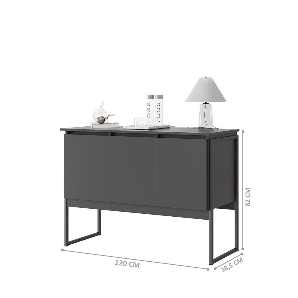 Buffet 3 Portas Elegante Noronha - Preto Onix Preto Onix