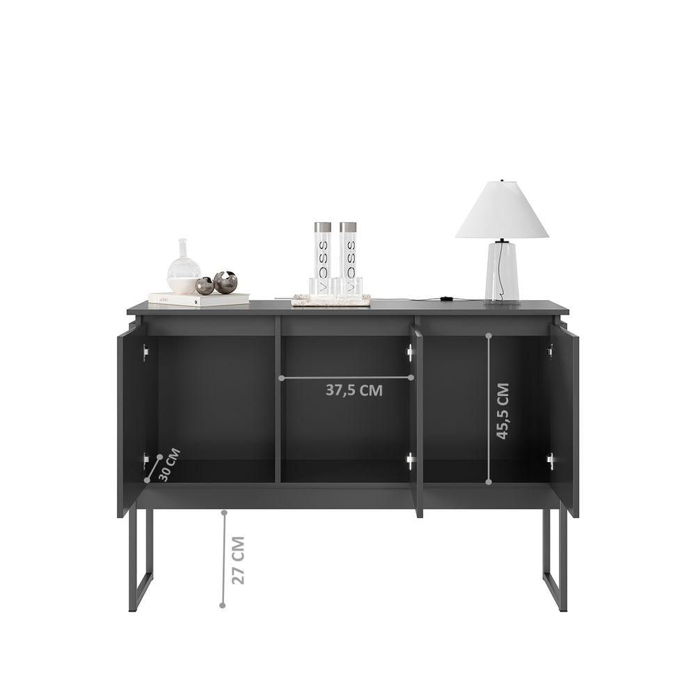 Buffet 3 Portas Elegante Noronha - Preto Onix Preto Onix