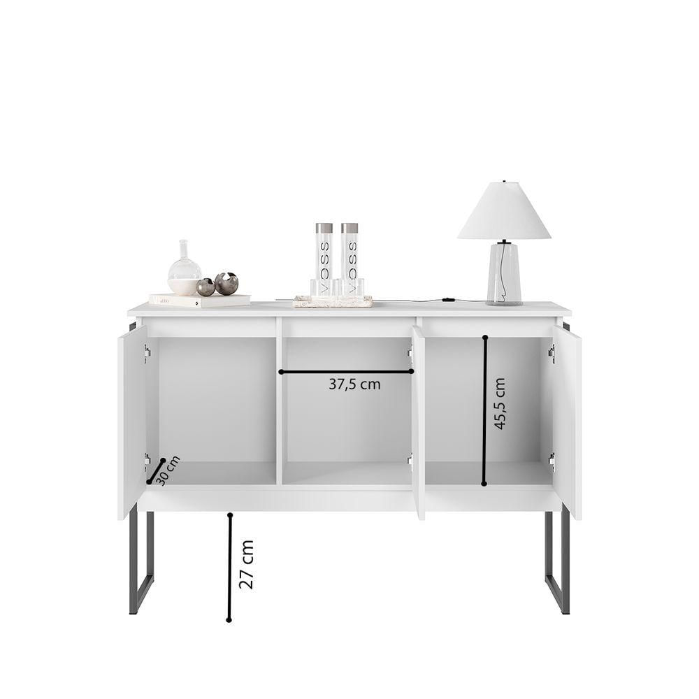 Buffet 3 Portas Moderno Amsterdam - Branco E Preto Branco E Preto