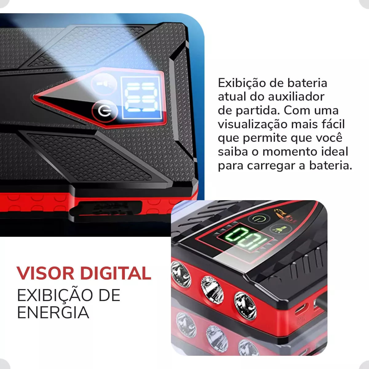 Carregador De Bateria Auxiliar Partida Portatil Automotivo