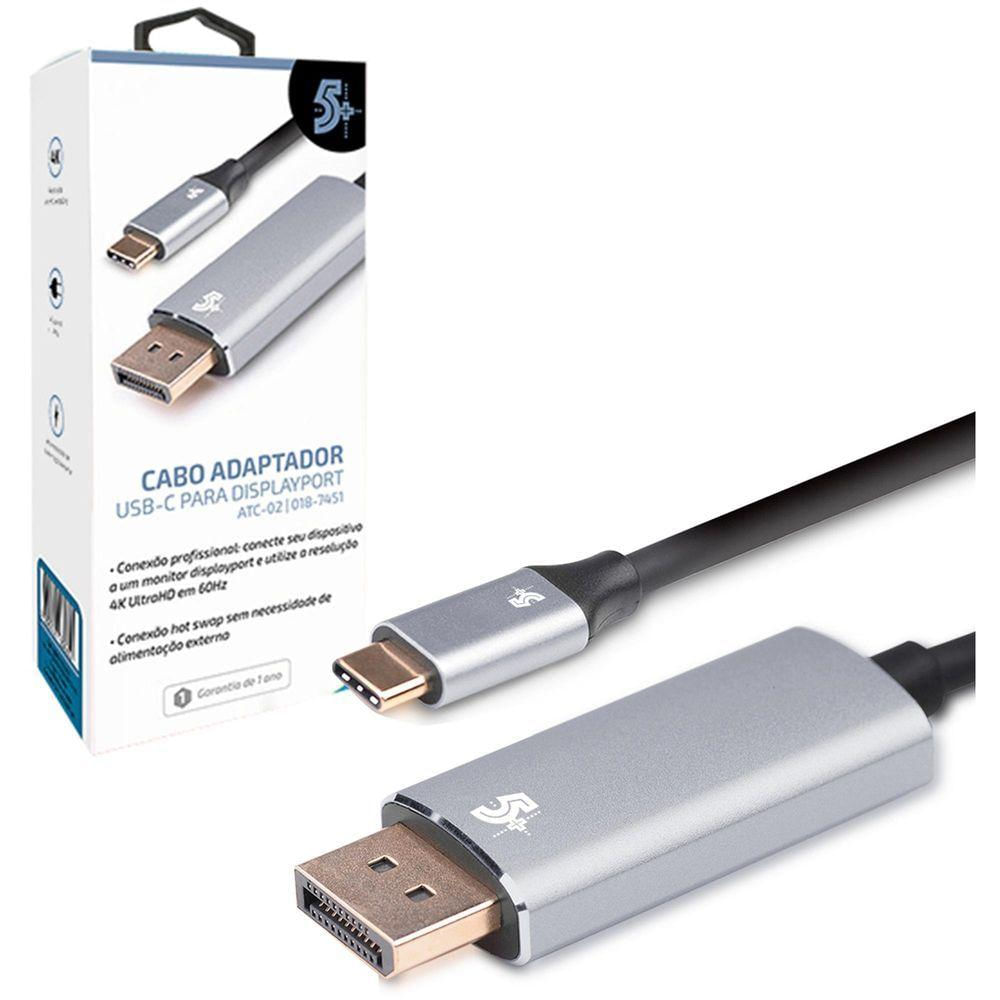 Cabo Adaptador Usb-c Para Dport Macho 4k 60hz 1.8m 5+