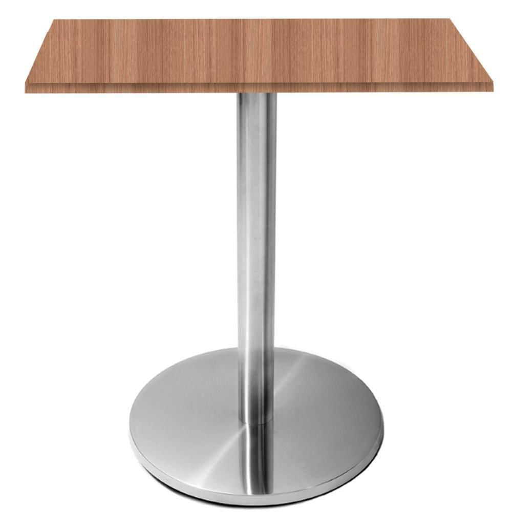Mesa Beta Inox 75 Cm altura Disco Redondo Tampo Mdp Quadrado 70 Cm Largura X 2,50 Cm Altura Naturalle