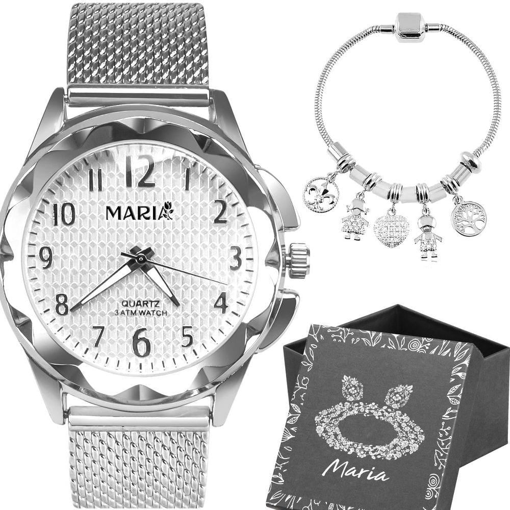 Relogio Feminino Prova Dagua Aço Prata + Pulseira + Caixa