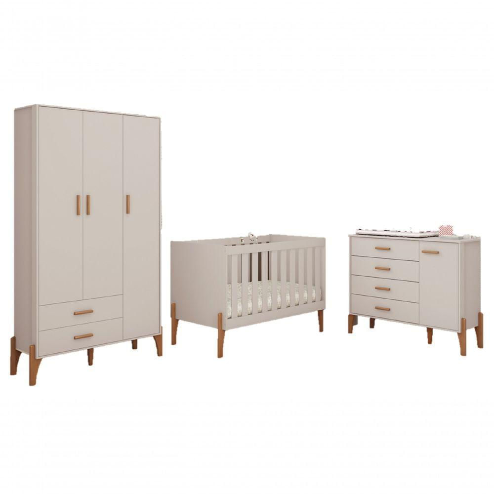 Quarto Bebê Infantil Completo Iris 100% MDF Moveis Estrela Off White