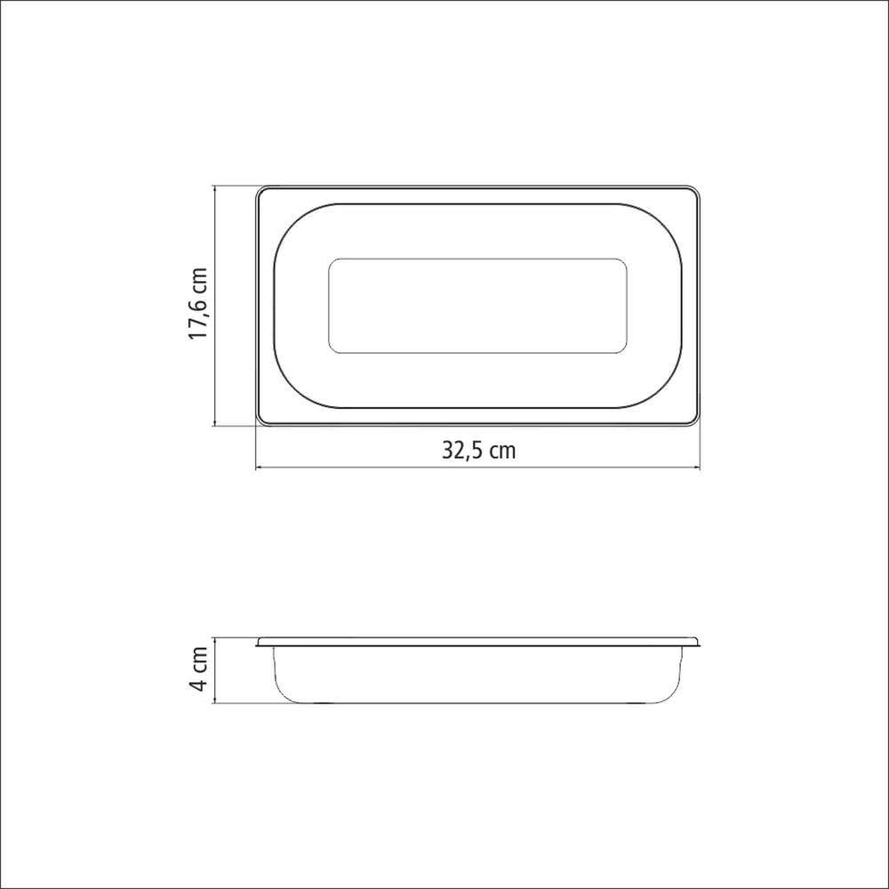 Cuba Tramontina Gn 1-3 Aço Inox Sem Alças Profundidade 40mm - Aço 430 Tramontina