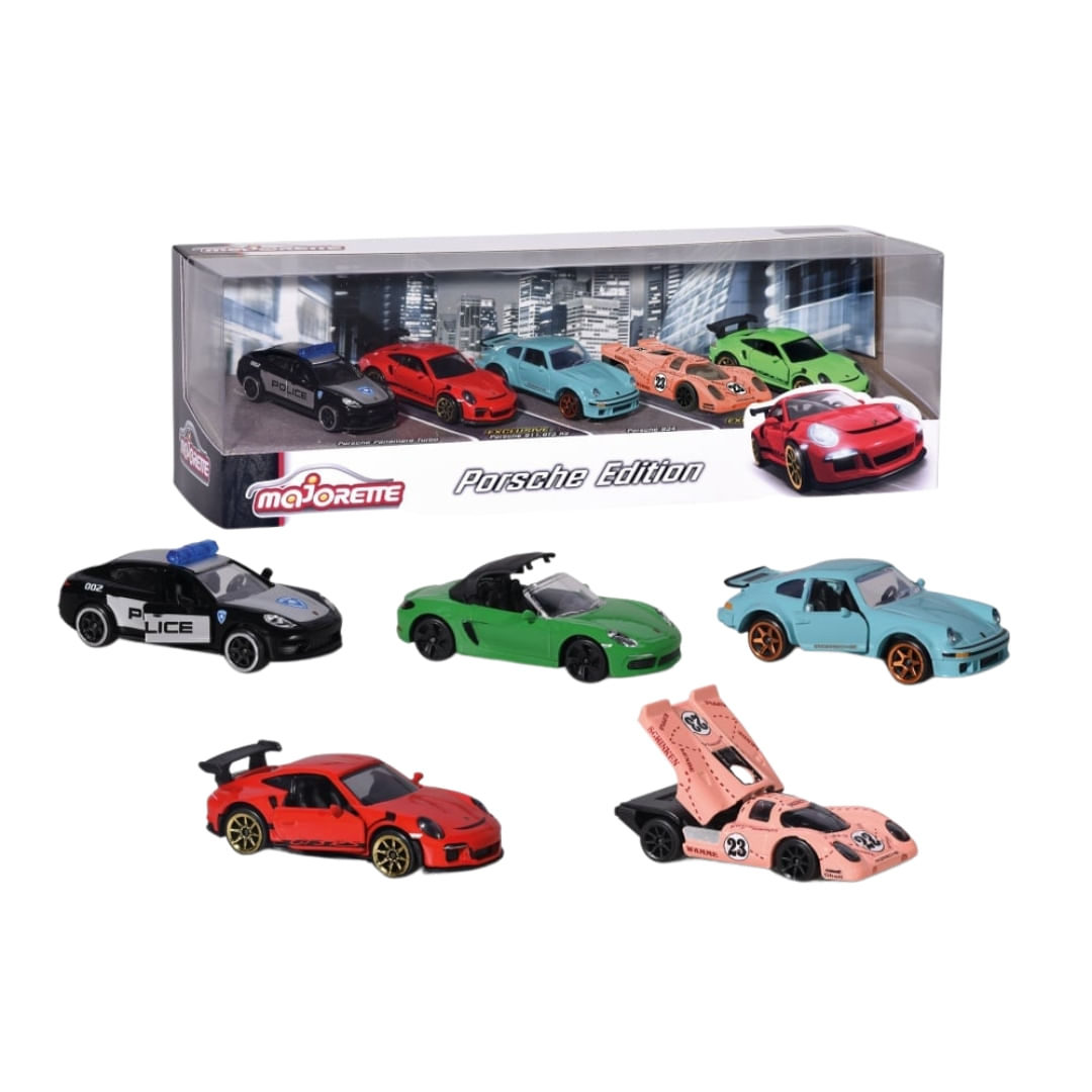 Conjunto Com 5 Veículos Porsche Edition 1/64 - Majorette