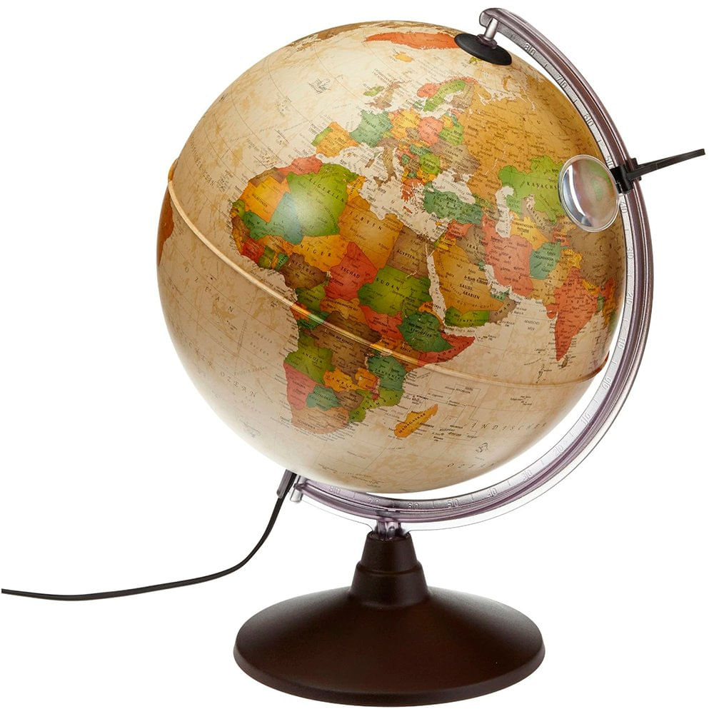 Globo Terrestre Marco Polo Antigo 30 Cm - Com Luz e Lupa - Tecnodidattica - 0330MPANPB1MFL46