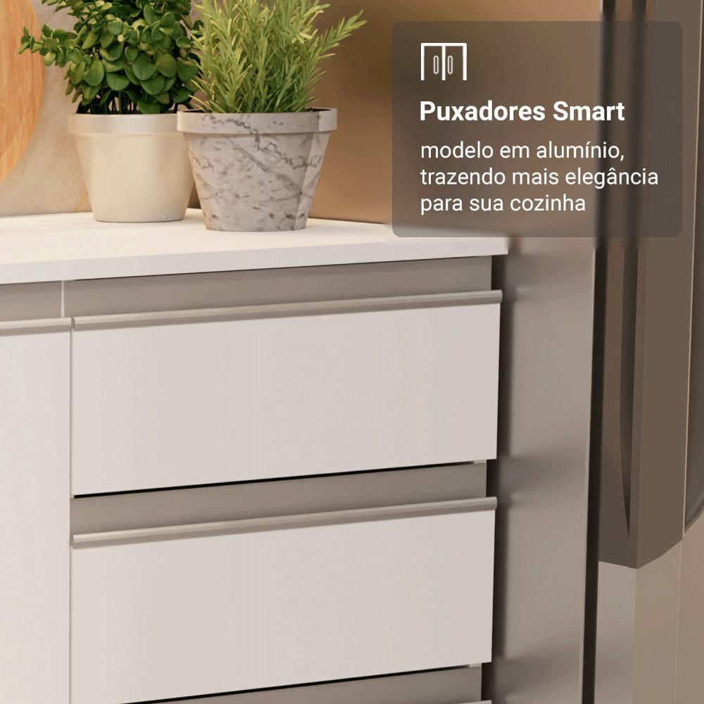Armário de Cozinha Completa 100% MDF 310 cm Branco Smart 01 Branco