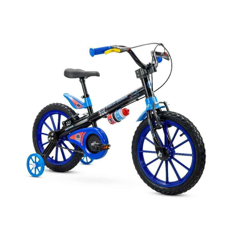 Bicicleta Nathor Aro 16 Tech New Preto Com Azul