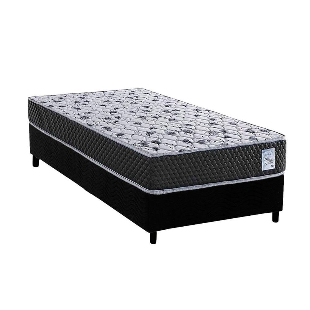 Cama Box Solteiro: Colchão Ortopédico Herval Compact Ag 65 - Ag Biello + Base Crc Suede Black (88x188)