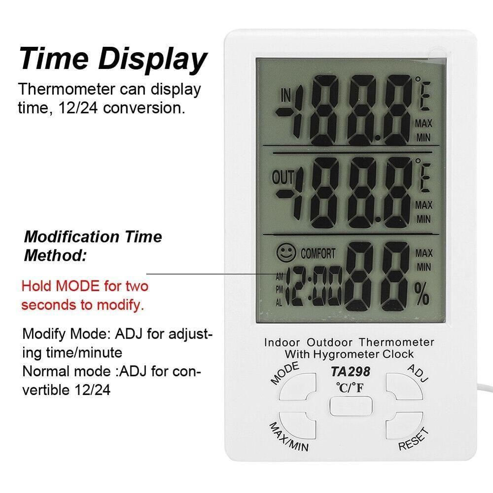 Relogio Estacao Metereologica Higrometro Temperatura Umidade Interna Externa Com Sonda Termometro