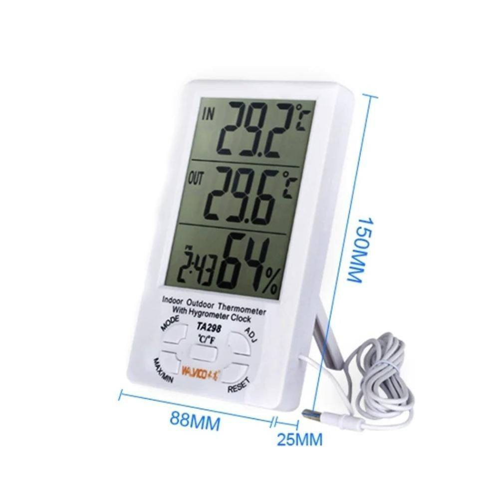 Relogio Estacao Metereologica Higrometro Temperatura Umidade Interna Externa Com Sonda Termometro