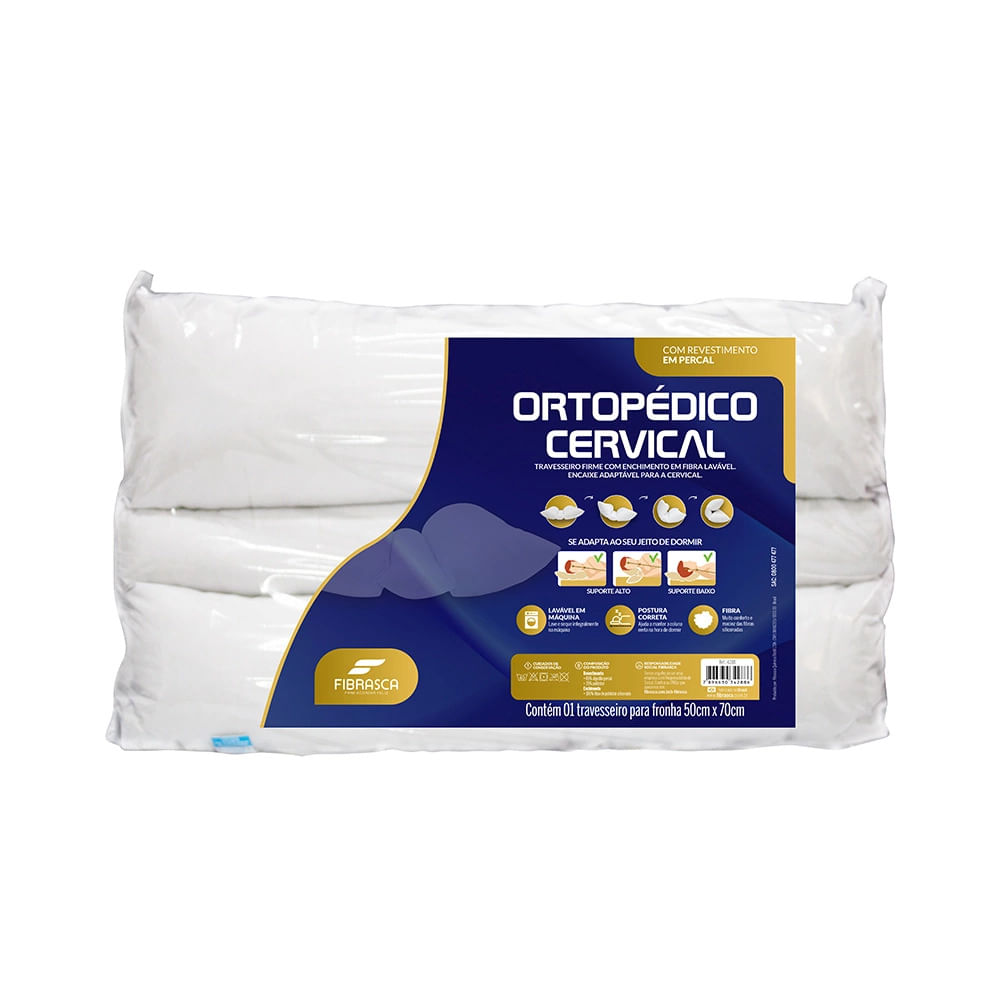 Travesseiro Ortopédico Cervical Fibrasca 50x70cm - Le Biscuit