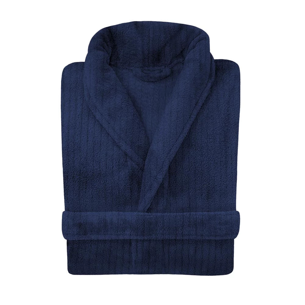 Roupão Adulto Andreza Flanel Stripe Microfibra Azul G