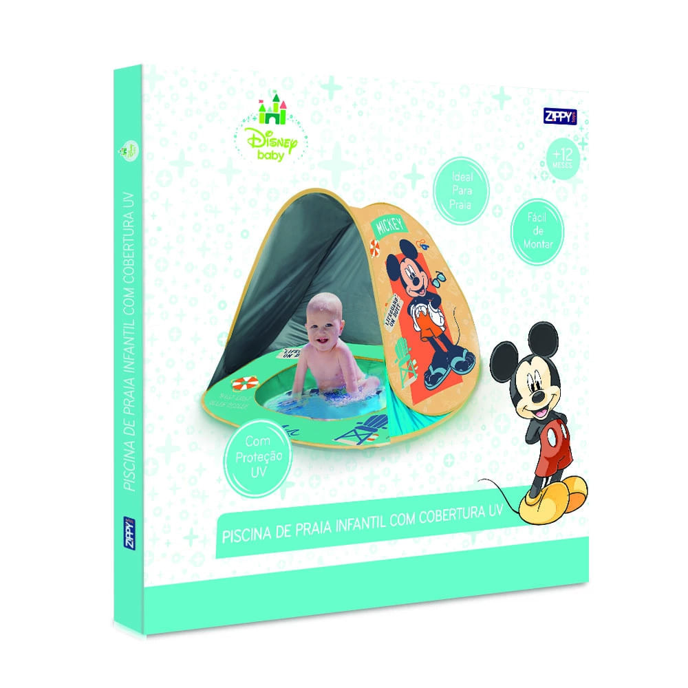 Piscina de Praia Infantil Zippy Toys com Cobertura UV Mickey